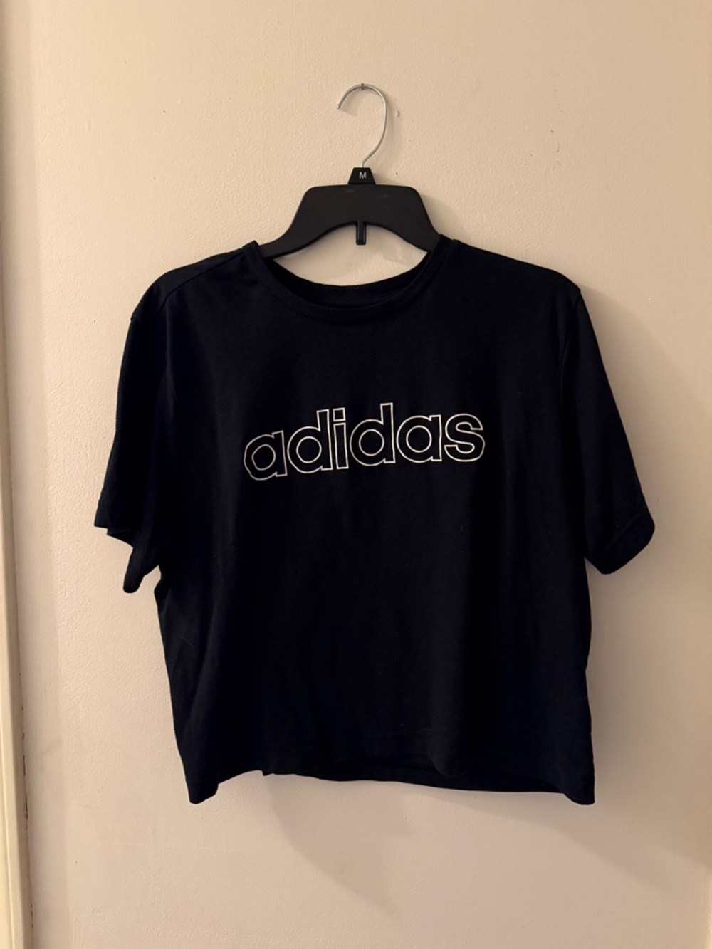 Adidas Black Logo Cropped Tee
